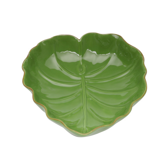 Folha decorativa cerâmica média verde lyor