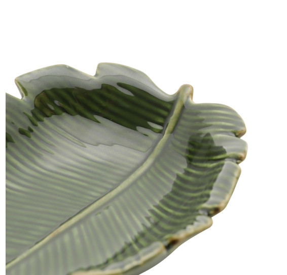 Folha Decorativa de Cerâmica Banana Leaf Verde 16 x 12 cm LYOR
