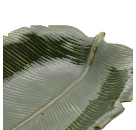 Folha Decorativa de Ceramica Banana Leaf Verde 30 x 20,5 cm LYOR
