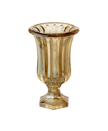 Vaso c/pe de vidro renaissance ambar metalizado 14,5x11,5cm lyor