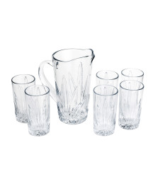 Jogo de jarra e copos 7 peças em cristal ecologico 1 l  6 x 260 ml