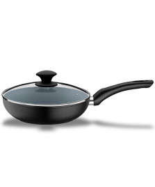 Panela wok com tampa ceramic life preto brinox