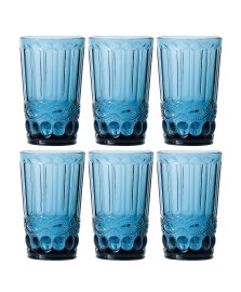 Jogo 06 copos altos 330 ml vidro flash azul lyor
