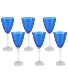 Jogo 06 taças vinho 250 ml elisabeth azul bohemia