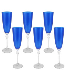 Jogo 06 taças champagne elisabeth azul bohemia