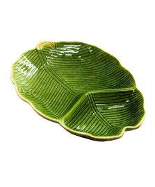 Folha decorativa de ceramica leaf verde 25 cm lyor