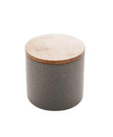 Potiche ceramica c/tampa de bambu granilite cinza 10x10x10cm lyor