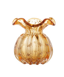 Vaso de vidro italy ambar e dourado 13x17cm wolff