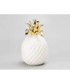 Abacaxi decorativo ceramica 19.7 cm dourado lyor