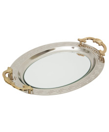Bandeja oval espelhada 40 cm prata vylux