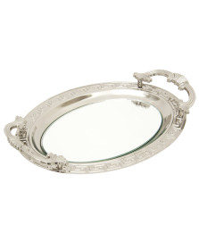 Bandeja oval espelhada 34 cm prata vylux