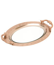 Bandeja oval espelhada 42 cm ouro rose vylux