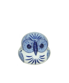 Coruja decorativa porcelana pequena blue spirit