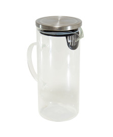 Jarra de vidro borossilicato com tampa prata 1,3 litros mimo style