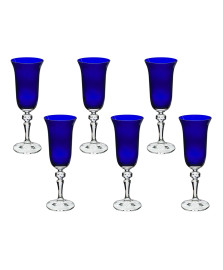 Jogo 06 taças champagne 150 ml azul laura bohemia