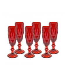 Jogo 06 taças champagne vitral verre vermelho mimo