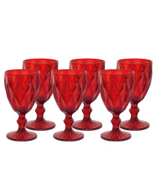 Jogo 06 taças vinho vitral verre vermelho mimo