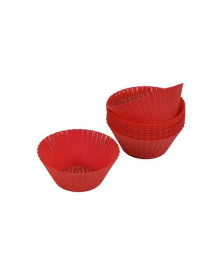 Jogo 12 formas cupcake silicone vermelho euro