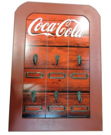 Porta chaves 06 ganchos wood style coca cola