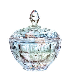 Bomboniere aquamarine em cristal furta cor 11.5 x14 cm.