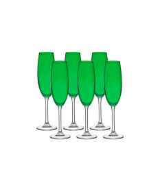 Jogo de 6 taças 220ml cristal p/ champagne verde bohemia