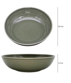 Prato p/sopa ou pasta 19,5cm de cerâmica verde villacer