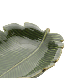 Folha decorativa de ceramica banana leaf verde 16 x 12 cm lyor