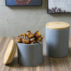 Potiche ceramica c/tampa de bambu granilite cinza 10x10x13cm lyor
