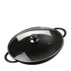 Frigideira de ferro 36cm wok tampa vidro fundição santana
